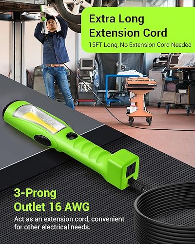 Miniatura 6 de EDISHINE Luz de trabajo LED de 2000 lúmenes, luz de trabajo bajo el capó de 15 pies, luz LED COB regulable con cable SJTW calibre 16, imán fuerte,