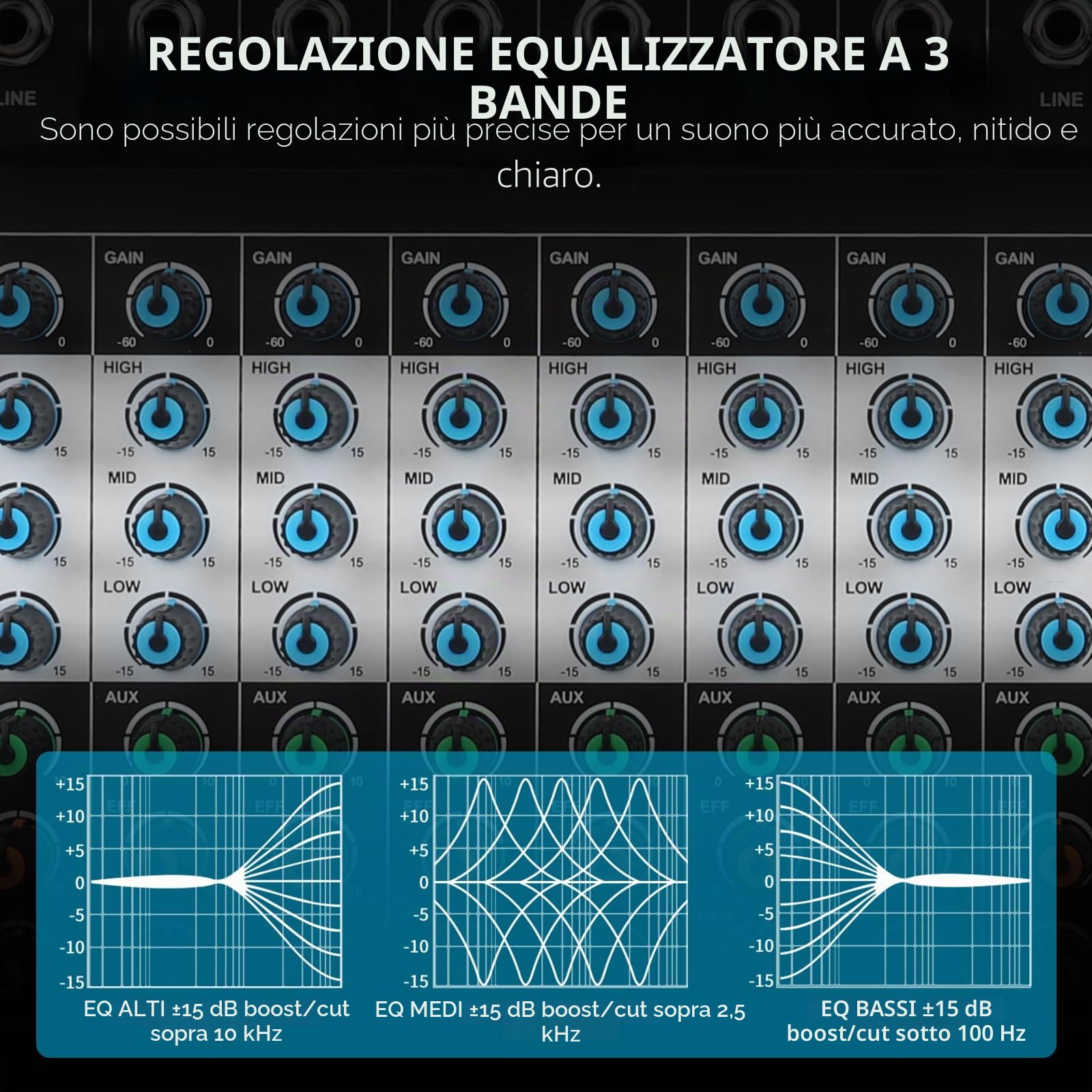 XTUGA CT80 - Console audio a 8 canali per registrazione su PC, scheda audio professionale integrata con effetti digitali da studio, alimentazione phantom da 48 V, ingresso/uscita RCA, MP3, Bluetooth