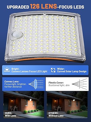 Miniatura 3 de Luz solar para cobertizo, luz exterior Solor con cable de 23 pies, 5 modos de movimiento, luces solares para exteriores impermeables IP65, 126