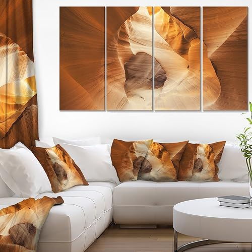 Designart Inside Antelope Canyon - Lienzo decorativo para fotos de paisaje, 48 x 28 pulgadas, 4 piezas, 28 pulgadas de alto x 48 pulgadas de ancho x