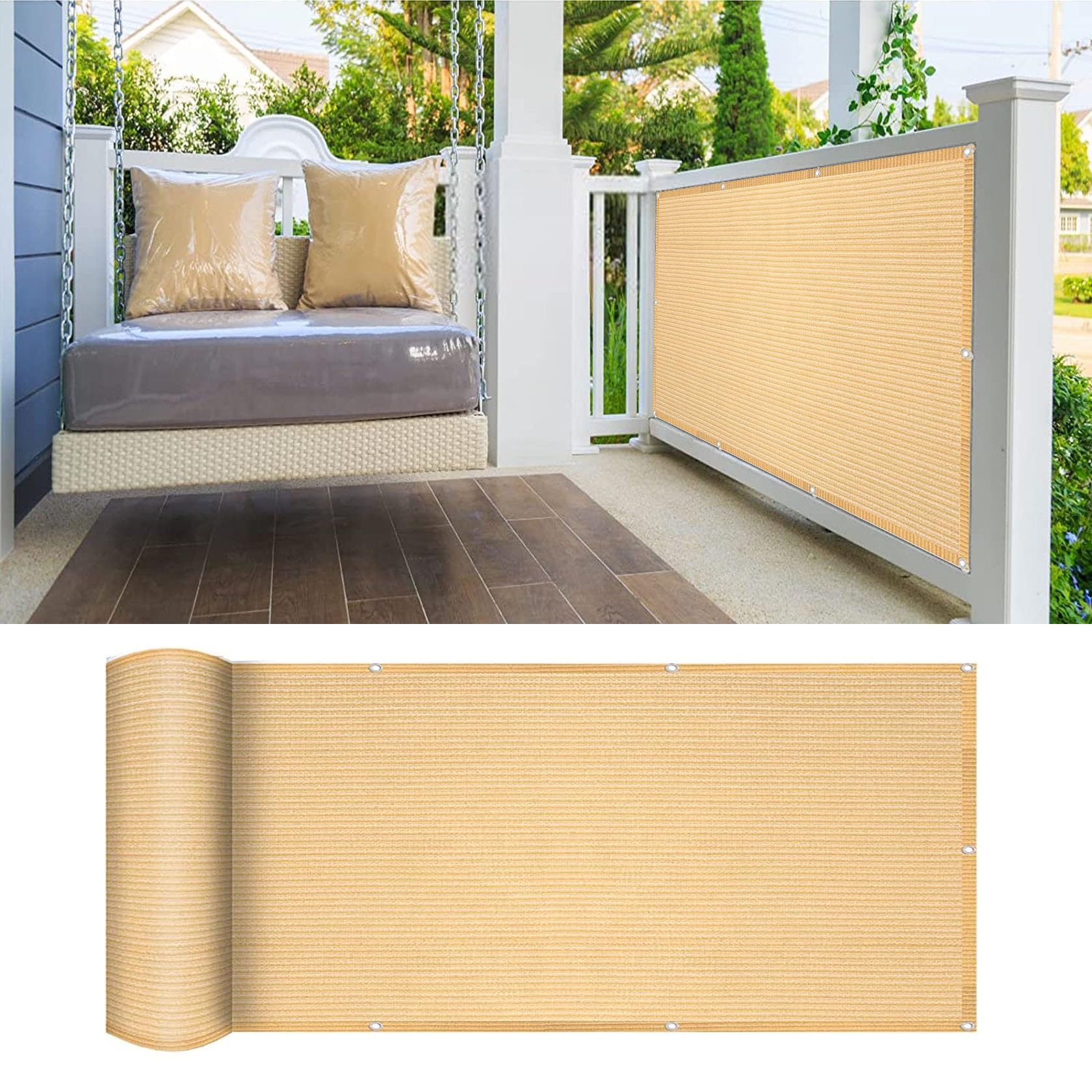 GLDYTVF Weatherproof Balcony Balustrade Posts Sunshade Fabric 70x650 cm Sand Yellow Outdoor Deck Protection for Backyard UV Resistant Durable Shade Solution