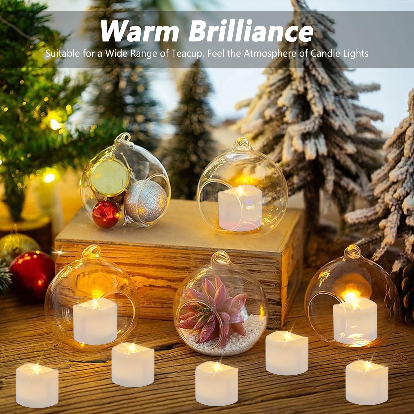 24 Bougies LED Flamme Vacillante - Chauffe-Plat Électriques Sans Flamme Pour Décoration Noël Mariage