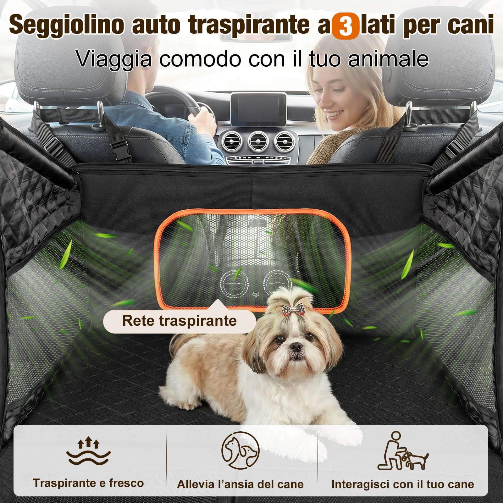 X XBEN Seggiolino Auto per Cani Allargato 50%, Extra Stabile Seggiolino Cane Auto con Portata 68KG, Trasportino per Cani Veicoli con Rete Traspirante e Cintura di Sicurezza, Impermeabile e Pieghevole
