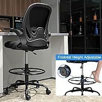 Vista 6 de Primy Silla de dibujo alta de oficina con reposabrazos abatibles, silla de escritorio ergonómica ejecutiva para computadora con soporte lumbar