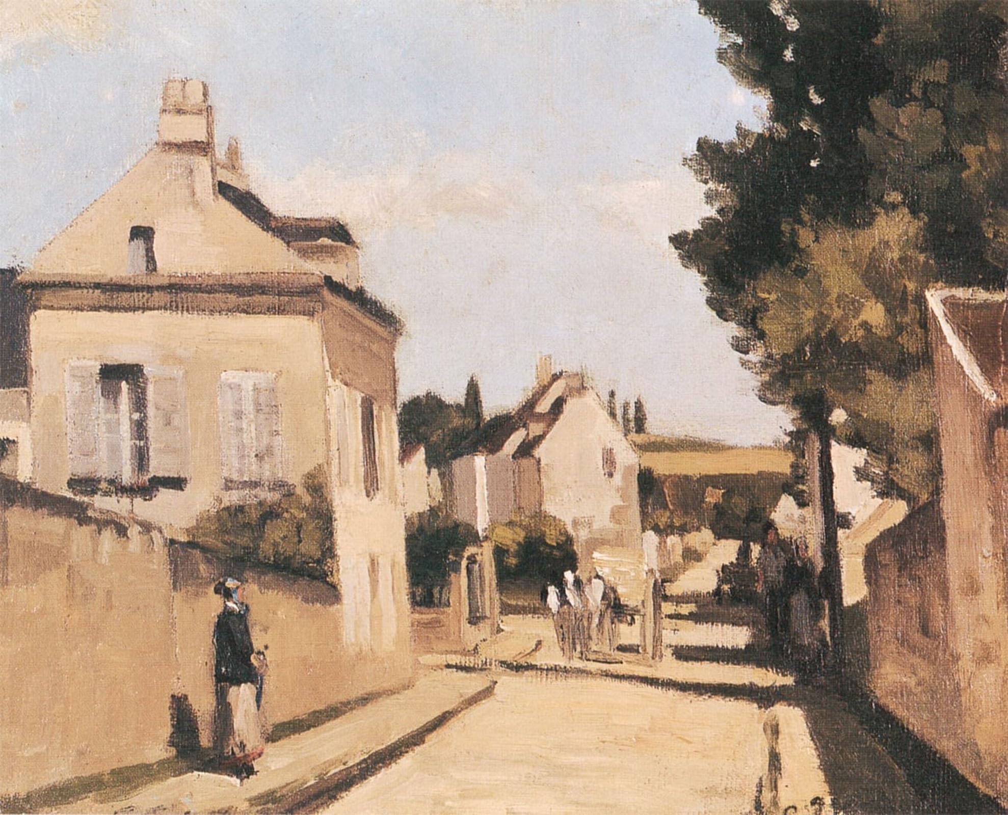 ARTXLXXBN Famous Art Print Poster Vintage Wall Art Rue L´hermitage Pontoise by Camille Jacob Pissarro Canvas Art Poster for Home Decor 60x90cm