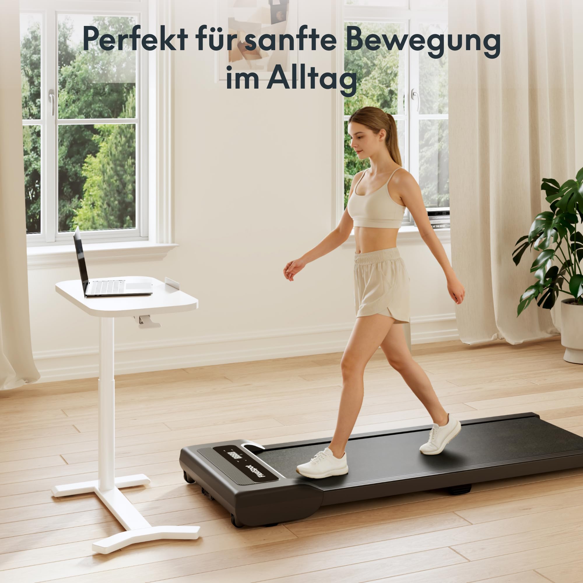 FLEXISPOT Mesa Auxiliar Ajustable en Altura para Dormitorio y Salón, Mesa Portátil para Sofá y Cama, Tablero Giratorio 0-90°, Mesa para Portátil en Forma de C con Ranura Antideslizante, Blanco