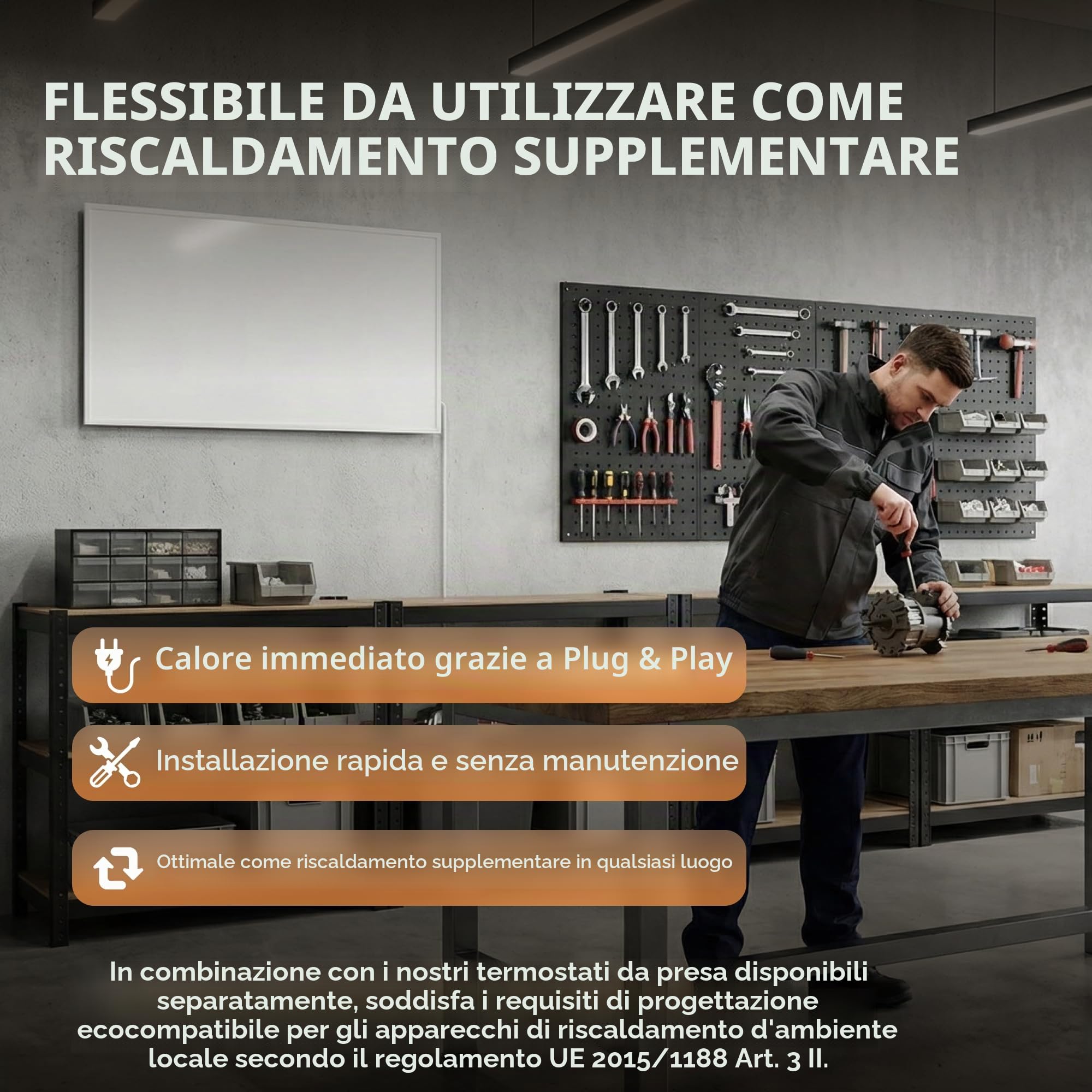 BR Bringer Riscaldamento a infrarossi, 1000 Watt, con termostato e telecomando, riscaldamento elettrico a infrarossi, a risparmio energetico, TÜV & GS, marchio di qualità tedesca (bianco)