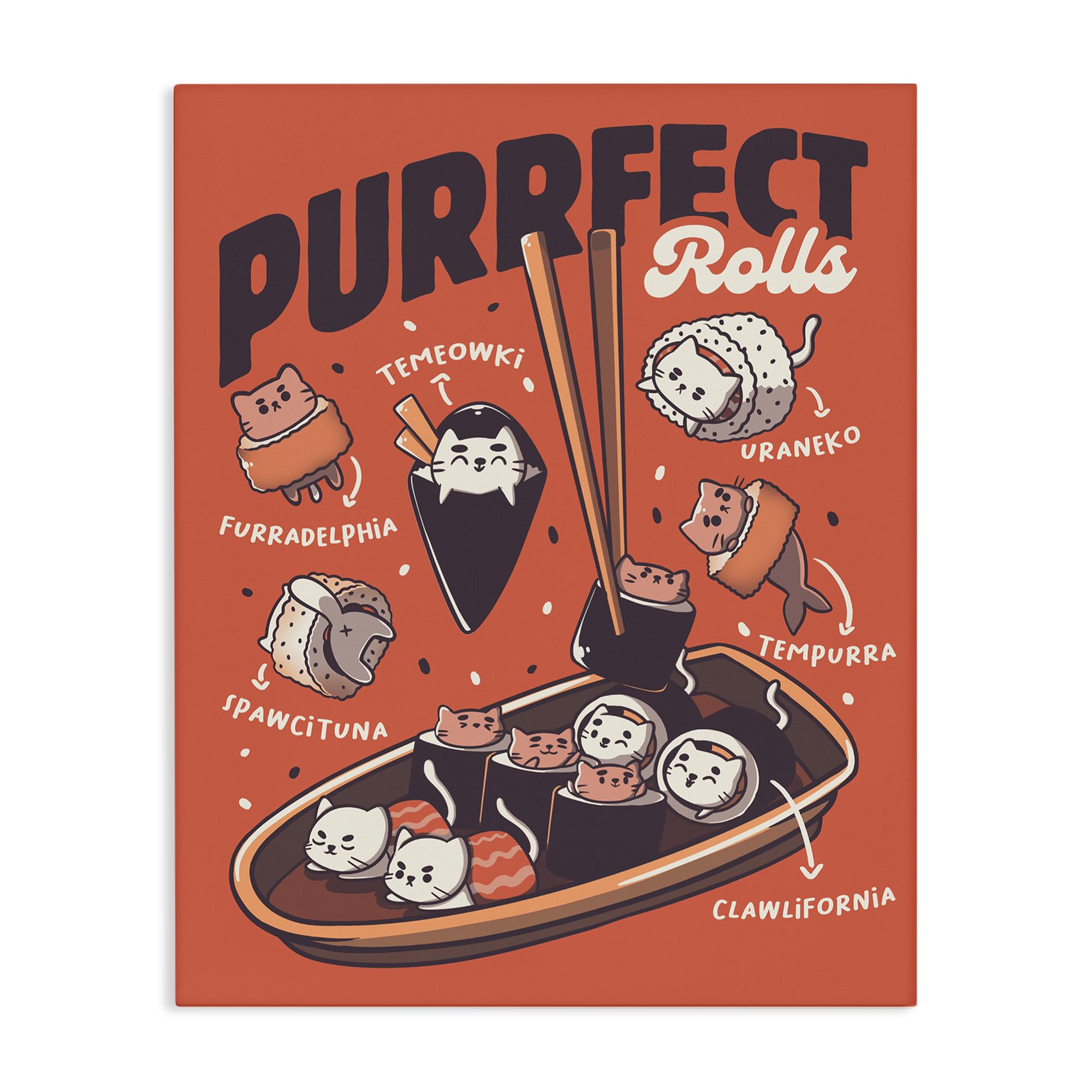 'Purrfect Rolls Sushi Cats'| Canvas Art