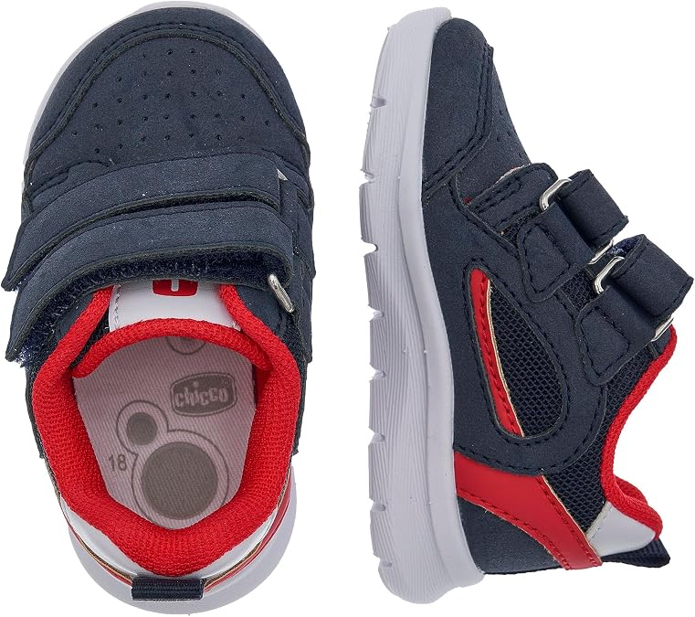 Chaussons Bébé Garçon Chicco - Baskets Décontractées à Double Velcro - Confortables Et Flexibles