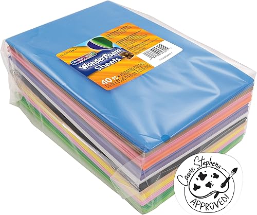 Creativity Street WonderFoam Hojas de espuma, 5.5 x 8.5 pulgadas, colores surtidos, 40 hojas (AC4301)