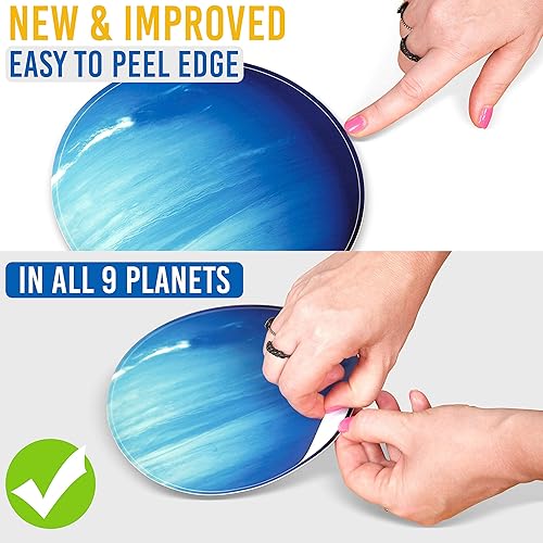 Miniatura 9 de Brillan en la oscuridad, estrellas, planetas y luna llena grande, calcomanías de pared brillantes del sistema solar, 9 calcomanías de techo