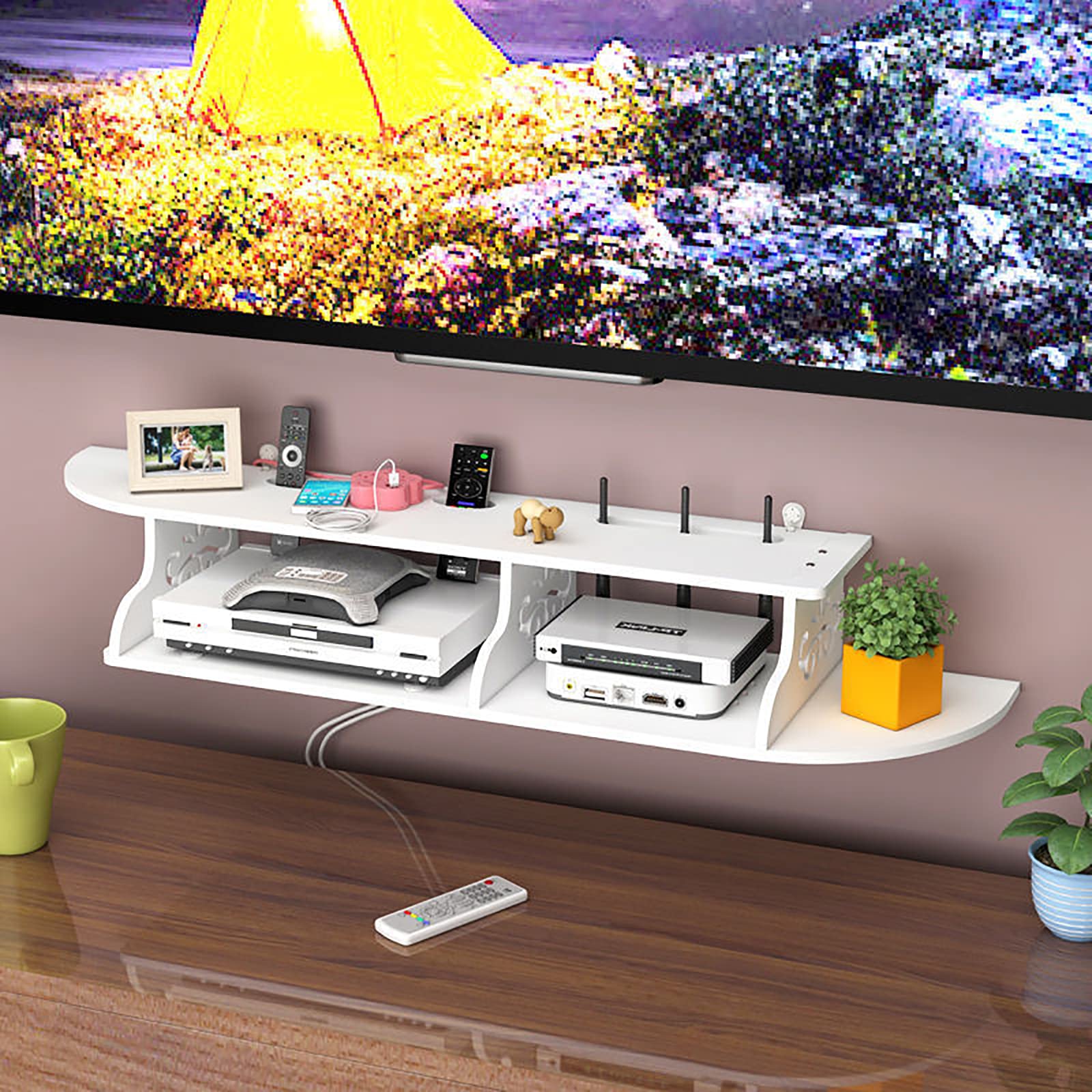 Buy Floating Shelves Used For TV Components,WIFI Router Storage Shelf