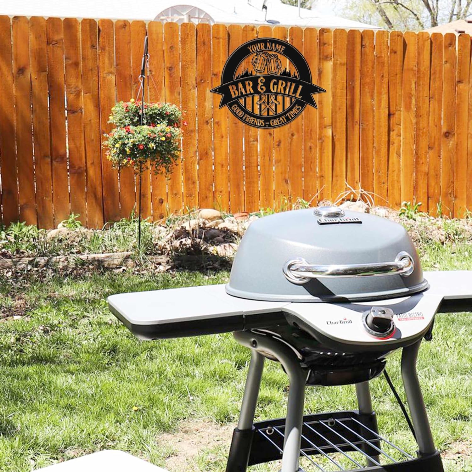 MeMate Backyard Sign and Decor Outdoor, Personalized Bar & Grill Metal Sign, Customized Outdoor Signs, Large Plaque Wall Hanging Art for Patio, Men Caves, Restaurants, Grilling, Housewarming Gifts