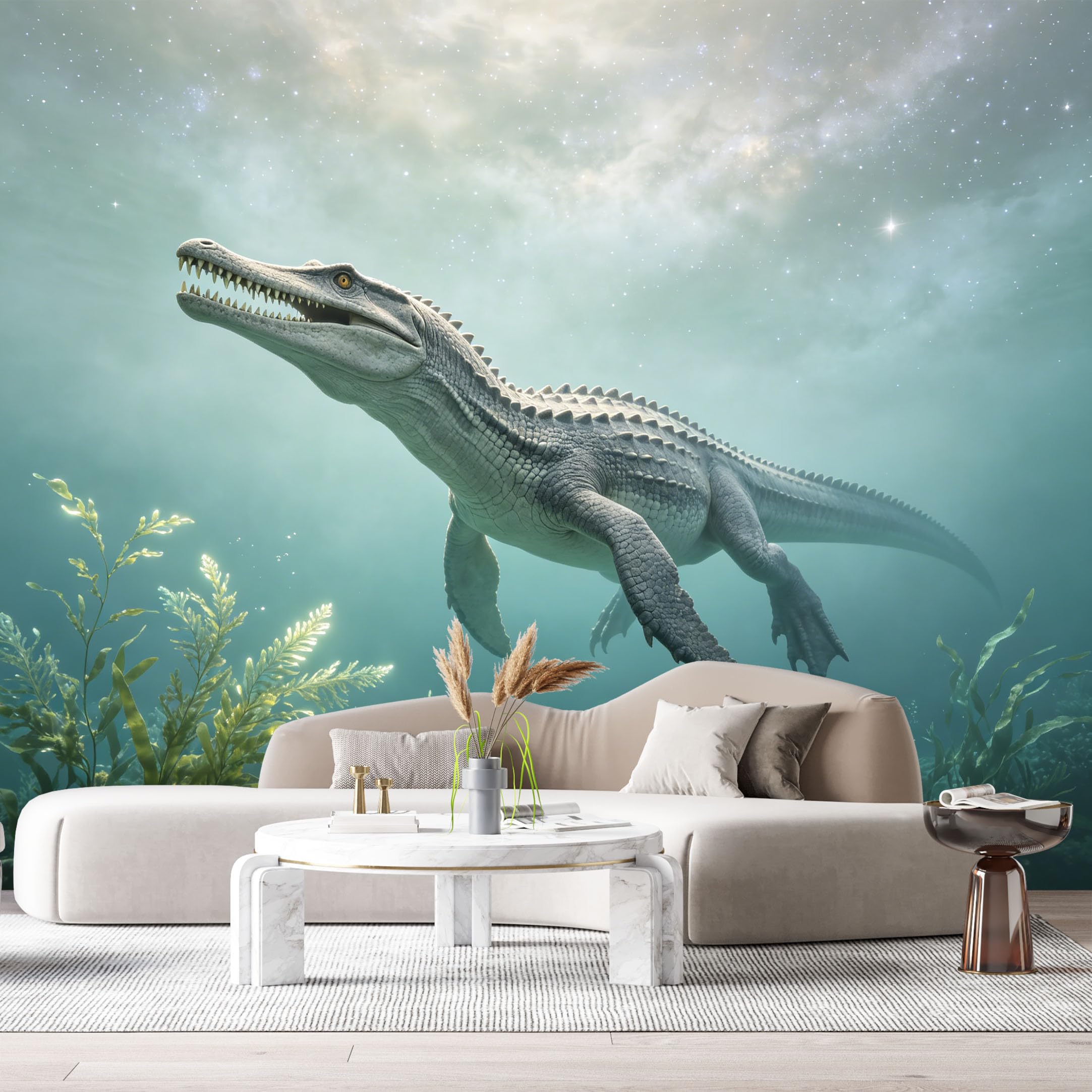 Custom Size Wall Mural Prehistoric Marine Reptile Underwater Scene 3D Realistic Ocean Dinosaur SelfAdhesive Art Prints Removable Large Wallpaper Esports Room Game Room Tenant Room Studio