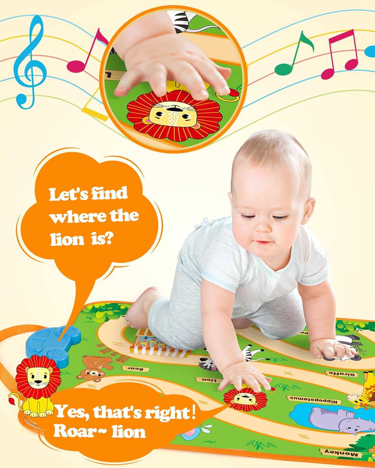 Helsort Baby Car Toys for 1 Year Old Boy with Musical Playmat, Animal Sounds and Pull Back Vehicles for Toddlers 1-3, Soft Baby Learning Toys 12-18 Months, 1st Birthday Gifts for One Year Olds