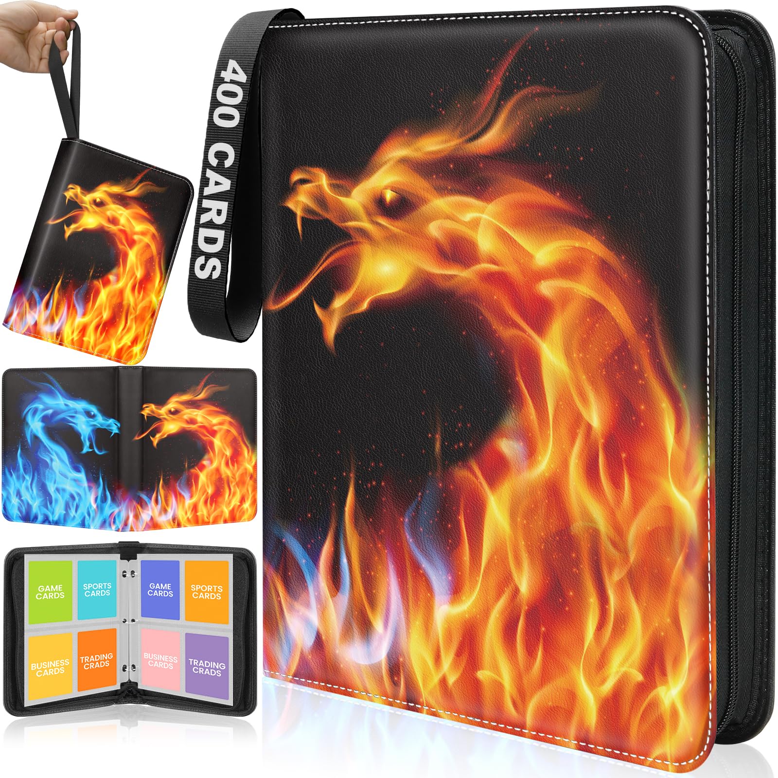 Classeur pour cartes à collectionner 4 poches 440 cartes noir