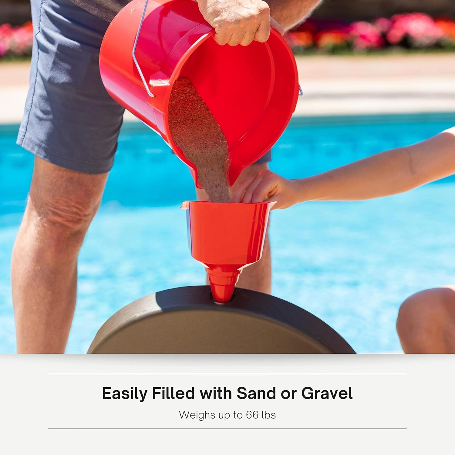 Freetime Fun Atlas Premium Fillable Patio Umbrella Base with Wheels, Outdoor Umbrella Stand for Free Standing or Through Table Umbrellas