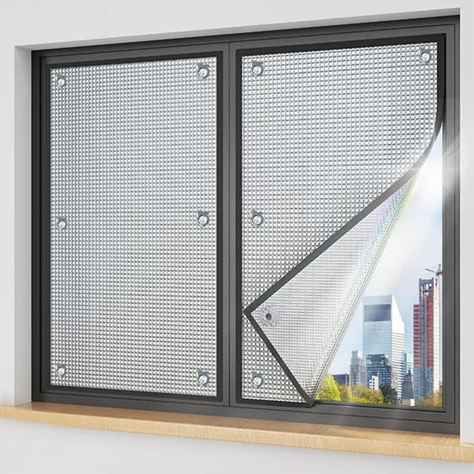 Privacy Window Film for Sun Glare Reduction,Sun Protection Reflective Glass Film for Smooth Glass,Reusable Aluminum Foil Thermal Insulation Shield for House Office (140x220cm)