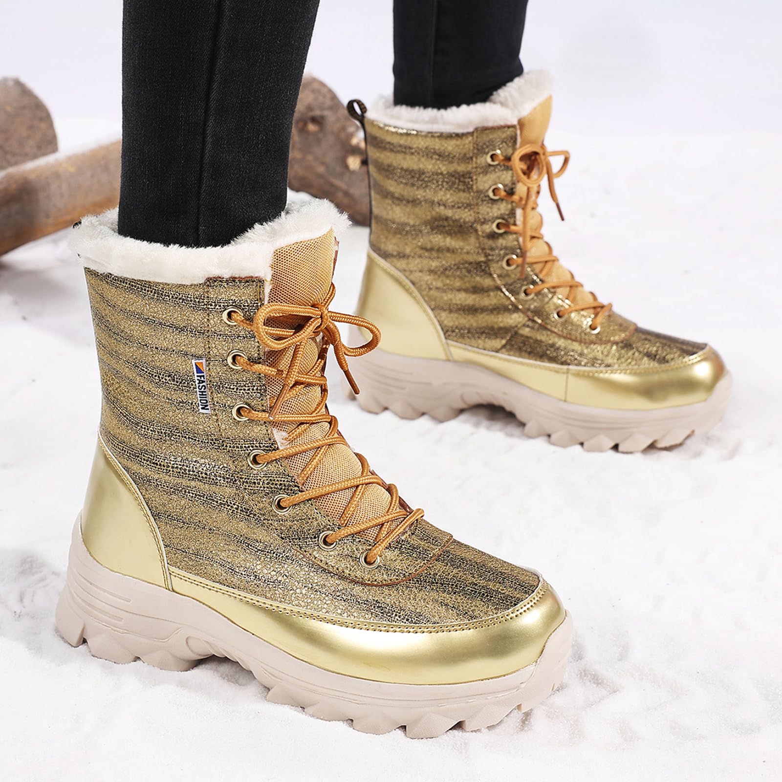 Damskie buty zimowe z podszewką z flauszu | antypoślizgowe buty trekkingowe zapewniają gładkość | Slim Fit na co dzień, do pracy i do miasta