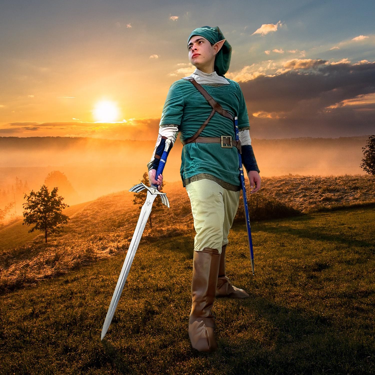 Master Sword Sharpened Skyward Limited-Edition - Authentic Carbon Steel Master Sword Replica, Laser Print Triforce w/Belt – Ideal Legend Anime Toys for Cosplay and Collectible Display