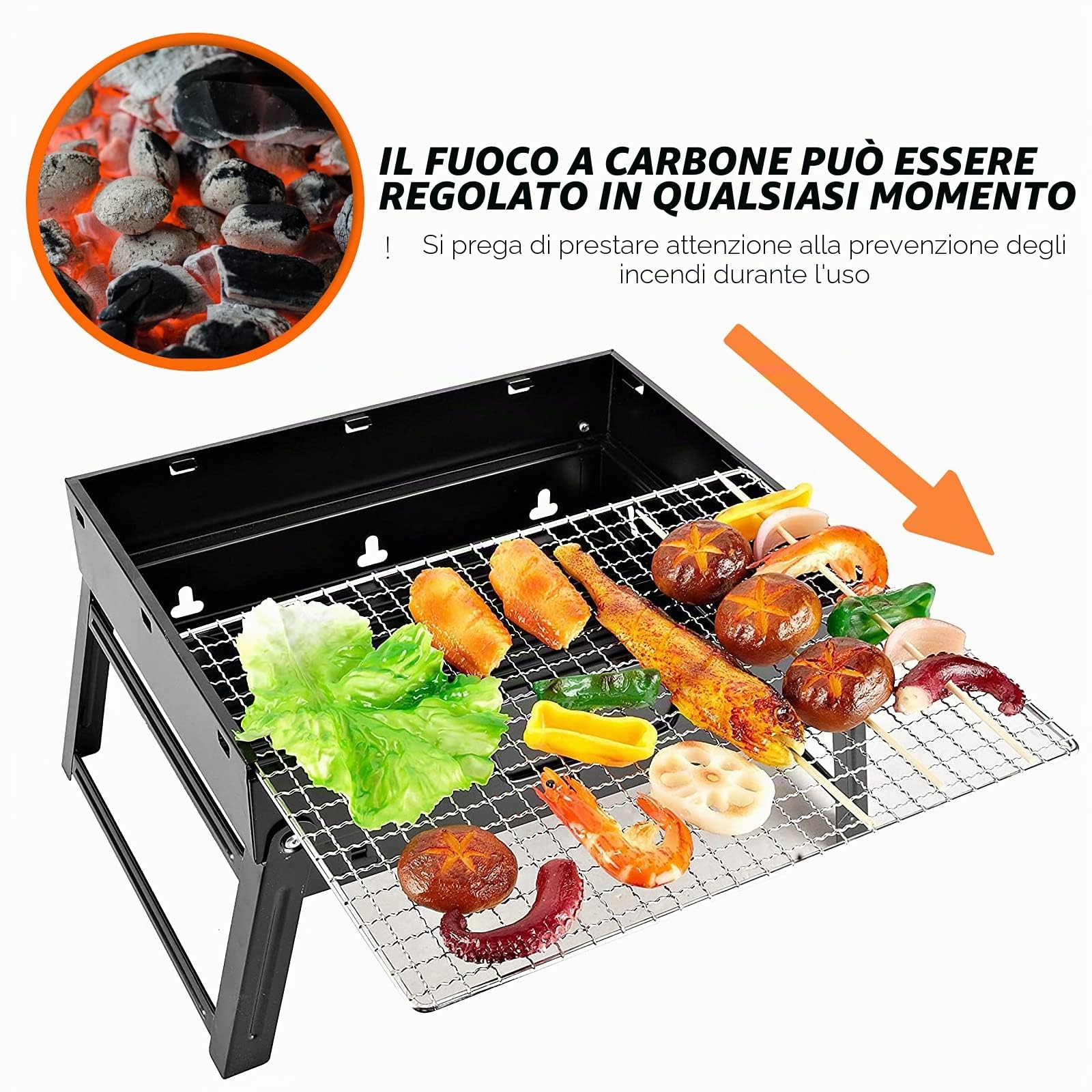 Barbecue a Carbonella Portatile,Barbecue a Carbone in Acciaio Inossidabile,BBQ Grill Pieghevole per Picnic in Balcone e Giardino,Picnic all'aperto,Campeggio Mini [S]