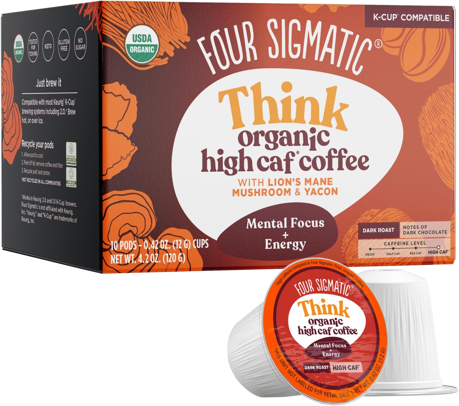 High Caffeine Mushroom Coffee KCups by Four Sigmatic