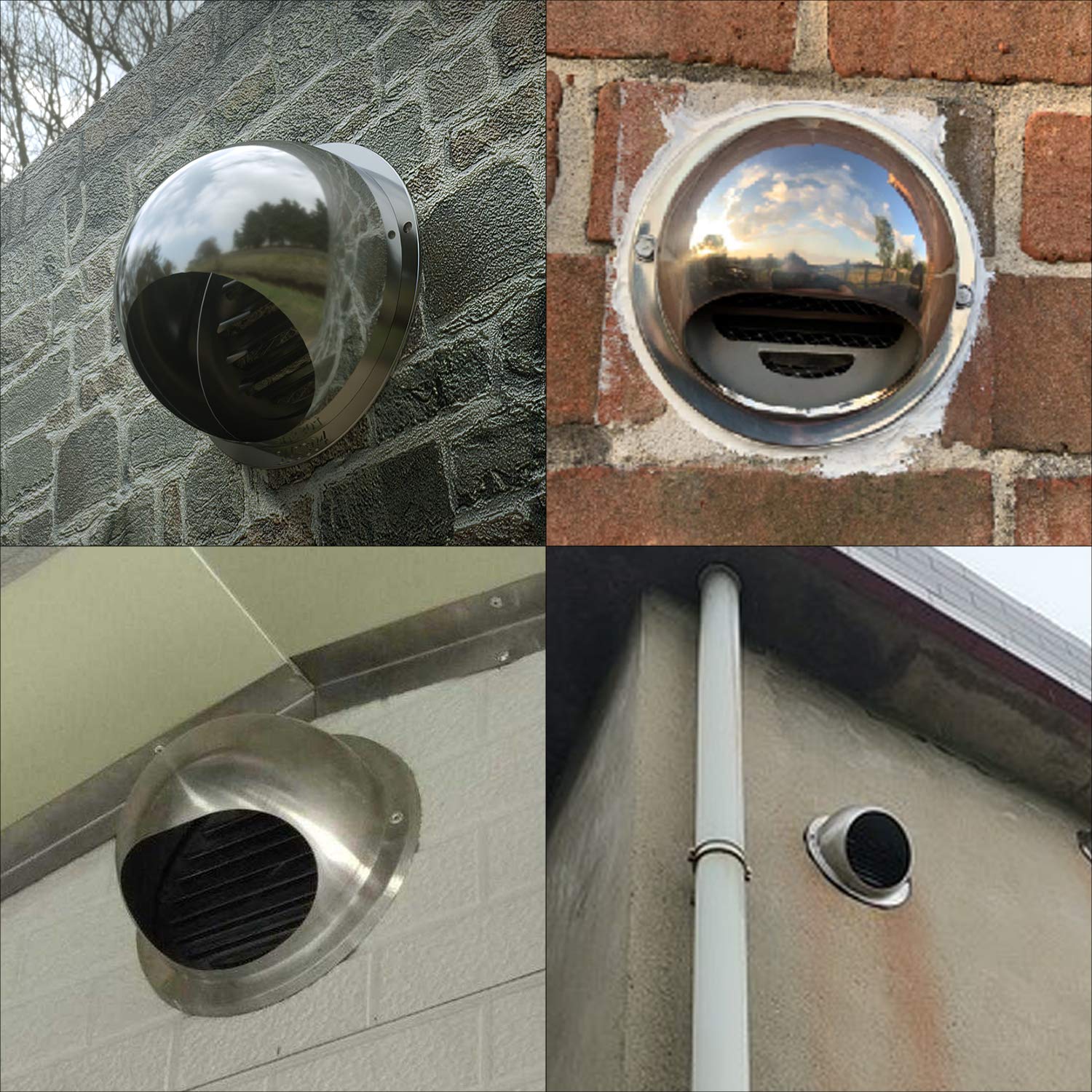 Weiworld 304 Stainless Steel Round Exhaust Grille Louvered Vent with