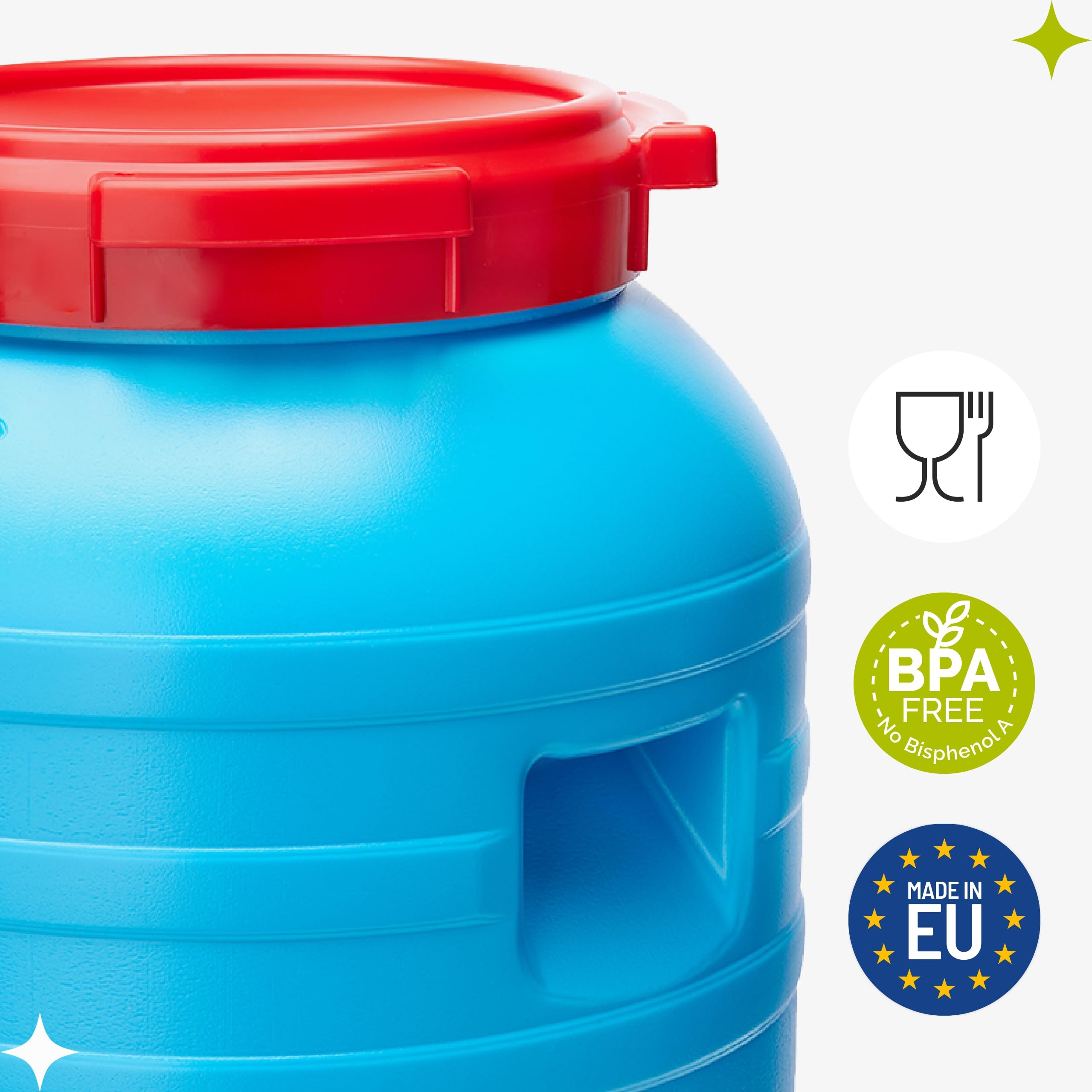 Garronda Set da 5, tanica di plastica da 30 litri, realizzata in HDPE per uso alimentare, adatta come serbatoio acqua per il giardino, contenitore per alimenti, bidone plastica universale GD-0055, Blu
