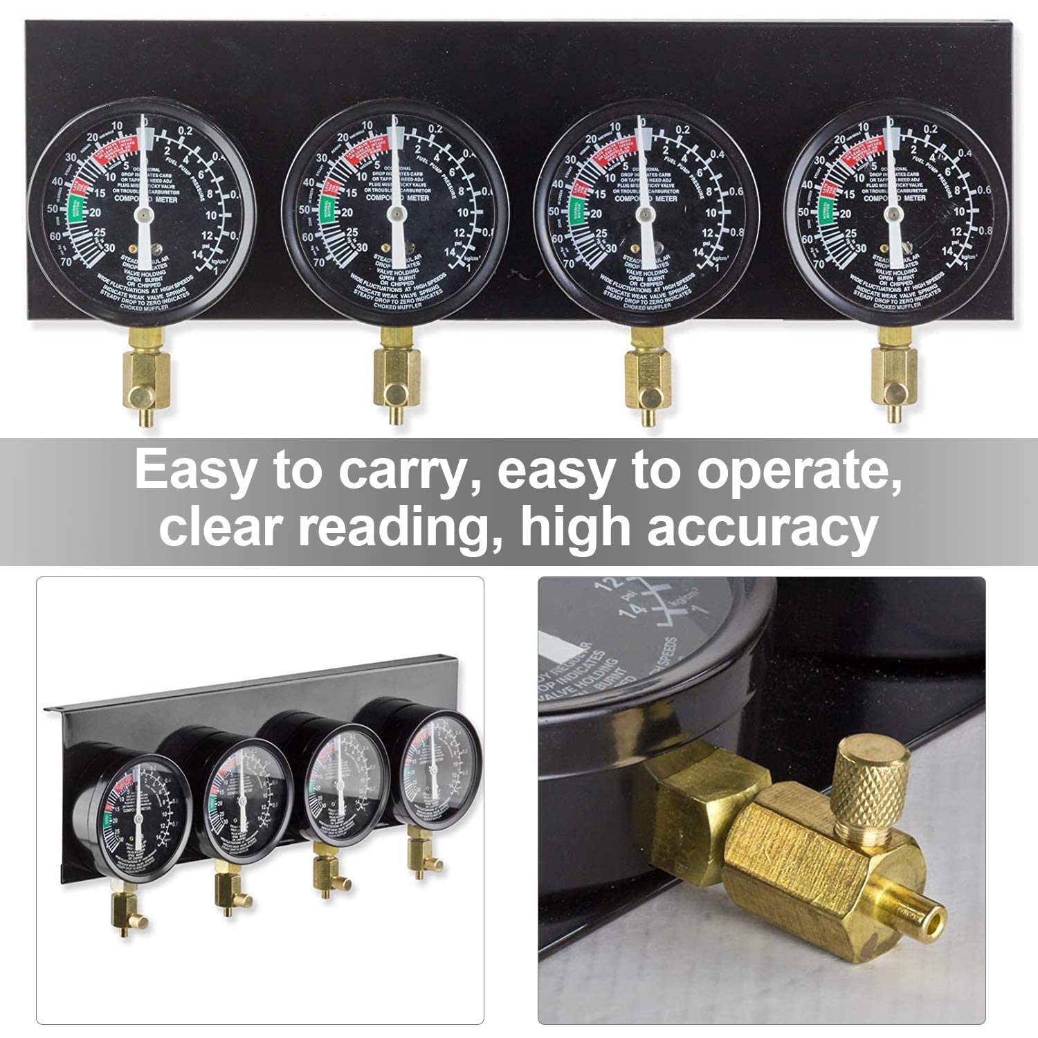 Ikodm Tester sincrono per 4 carburatori tester sincronizzatori per carburatori orologi sincronizzati auto moto tester sottovuoto
