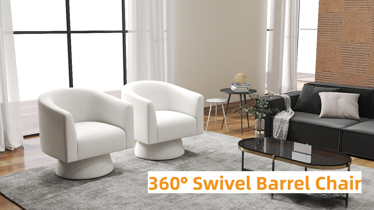 Sillón giratorio moderno tapizado naranja miniatura 7
