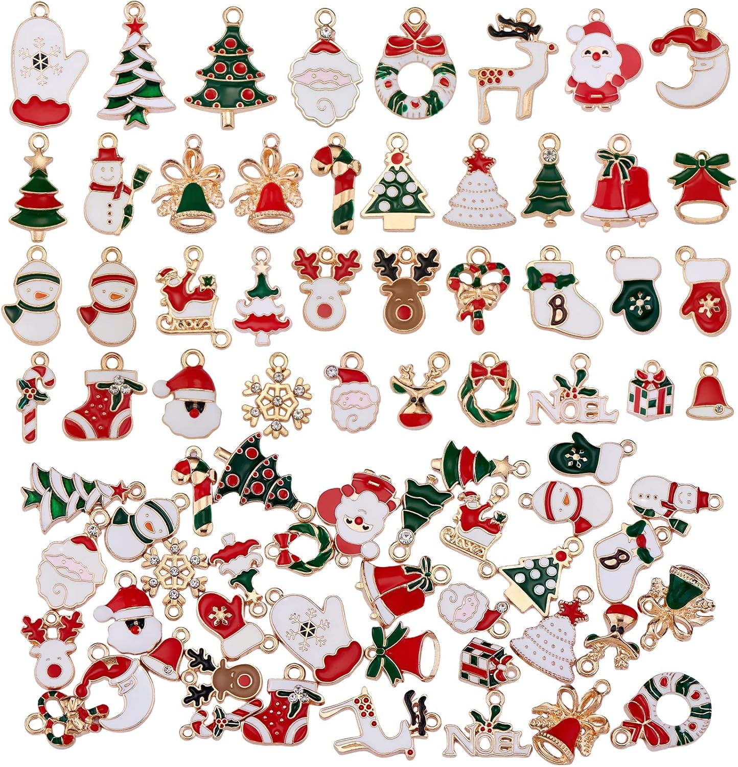 COGCHARGER 38 Pieces Christmas Charm Pendants Santa Hat Snowflake Pendant Enamel Charm for Jewelry Necklace Nracelet Earring Making Crafts