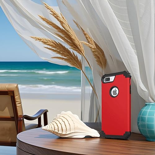 Miniatura 4 de IDweel Funda para iPhone 8 Plus, para iPhone 7 Plus con protector de pantalla de vidrio templado, 3 en 1, a prueba de golpes, delgada, híbrida,