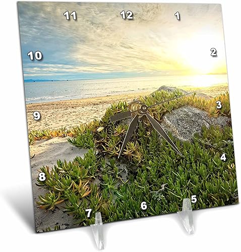3dRose Boehm Photography Landscape - Carpinteria Beach at Sunset - Desk Clocks (dc-361507-1)