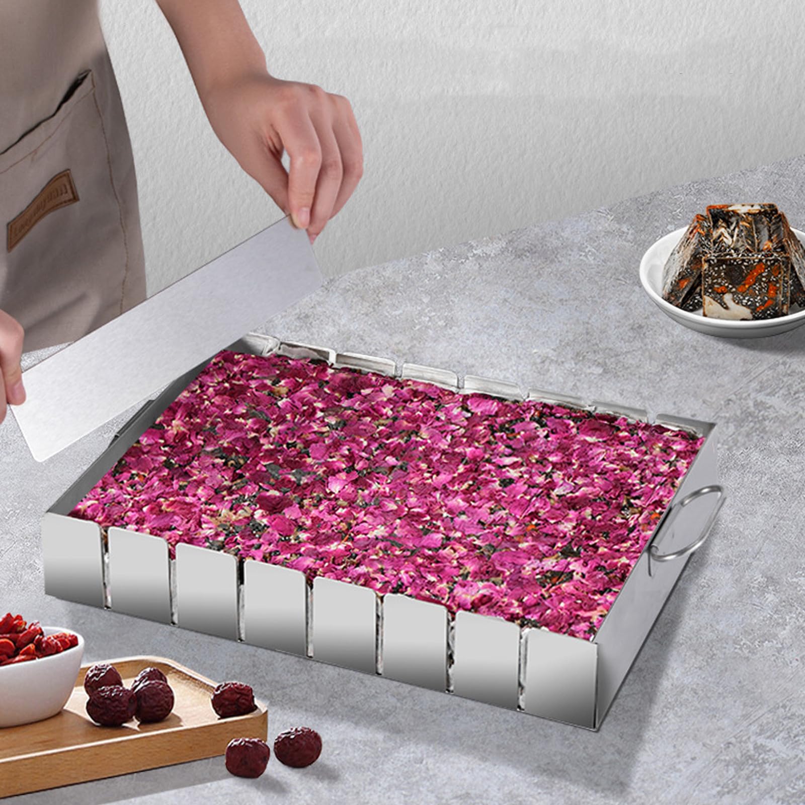 Happyyami Moule à bonbons nougat en acier inoxydable avec surface lisse, dimensions 7.87x7.09x1.97 pouces, outil de cuisine pour usage domestique en pâtisserie et confiserie