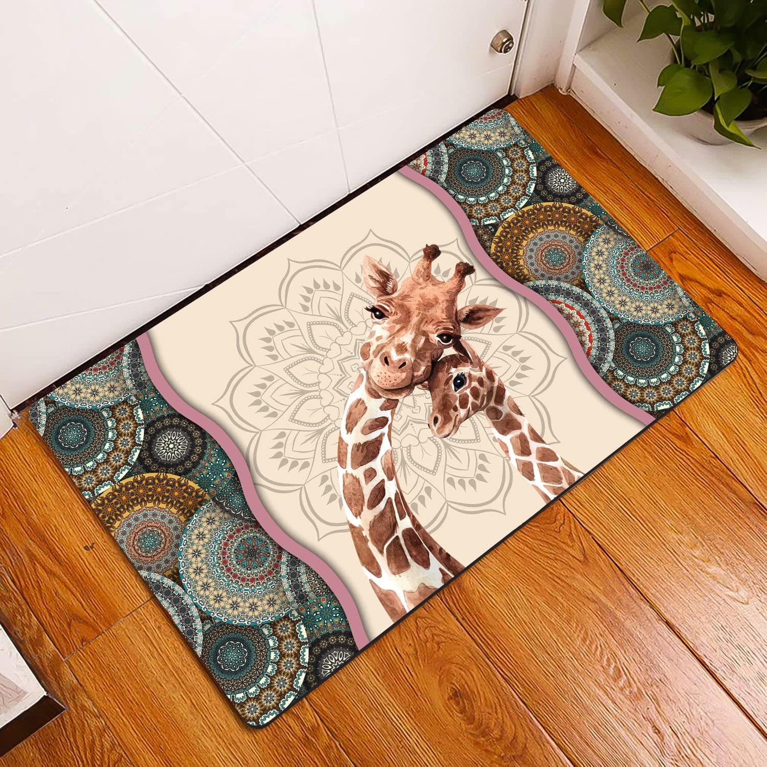 Paillasson intérieur extérieur girafe tapis de bienvenue déco chambre et entrée maison