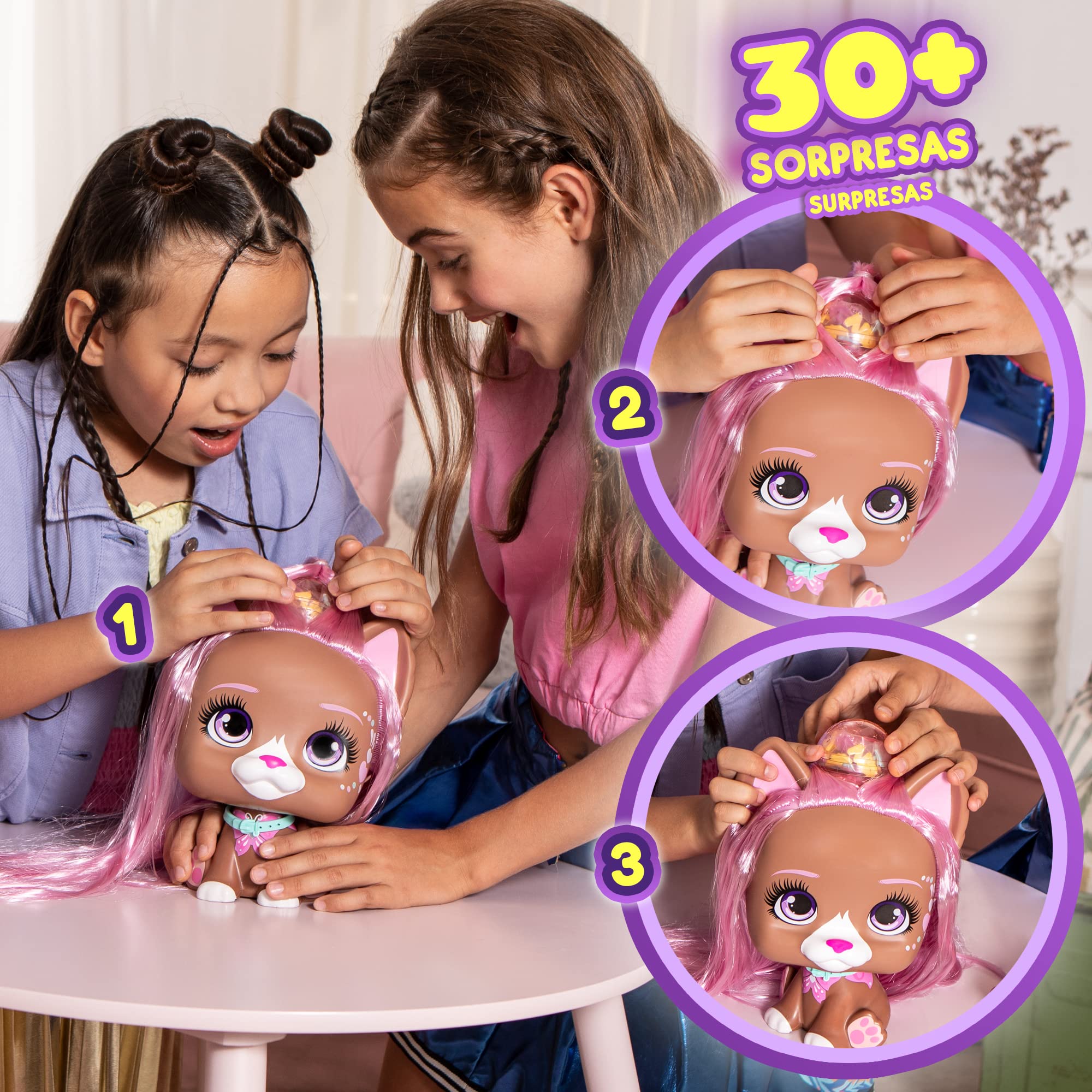 VIP Pets 71190 Mega Pet Nyla, Busto muñeca para peinar con Pelo Extra Largo y Tiza de Pelo con 30 Accesorios, Regalo y Juguete para niñas y niños de +3 año, 40 cm