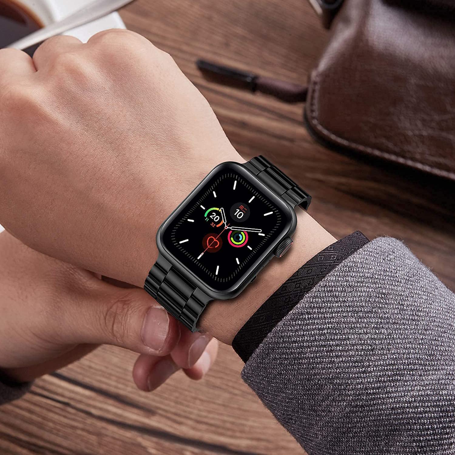 baklon 2 Pezzi Compatibile con Cinturino Apple Watch 42/44/45/49mm, Cinturino in Acciaio Inossidabile di Sportivo Compatibile con iWatch series Ultra2/Ultra/SE2/SE/9 8 7 6 5 4 3 2 1 Nero
