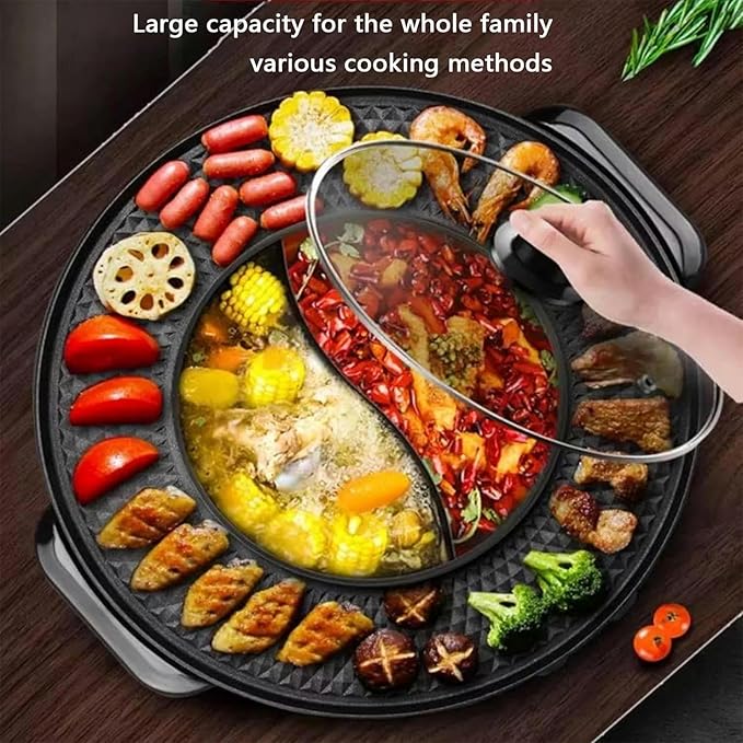 Olla Eléctrica con Parrilla 2 en 1, Control de Temperatura Independiente miniatura 5