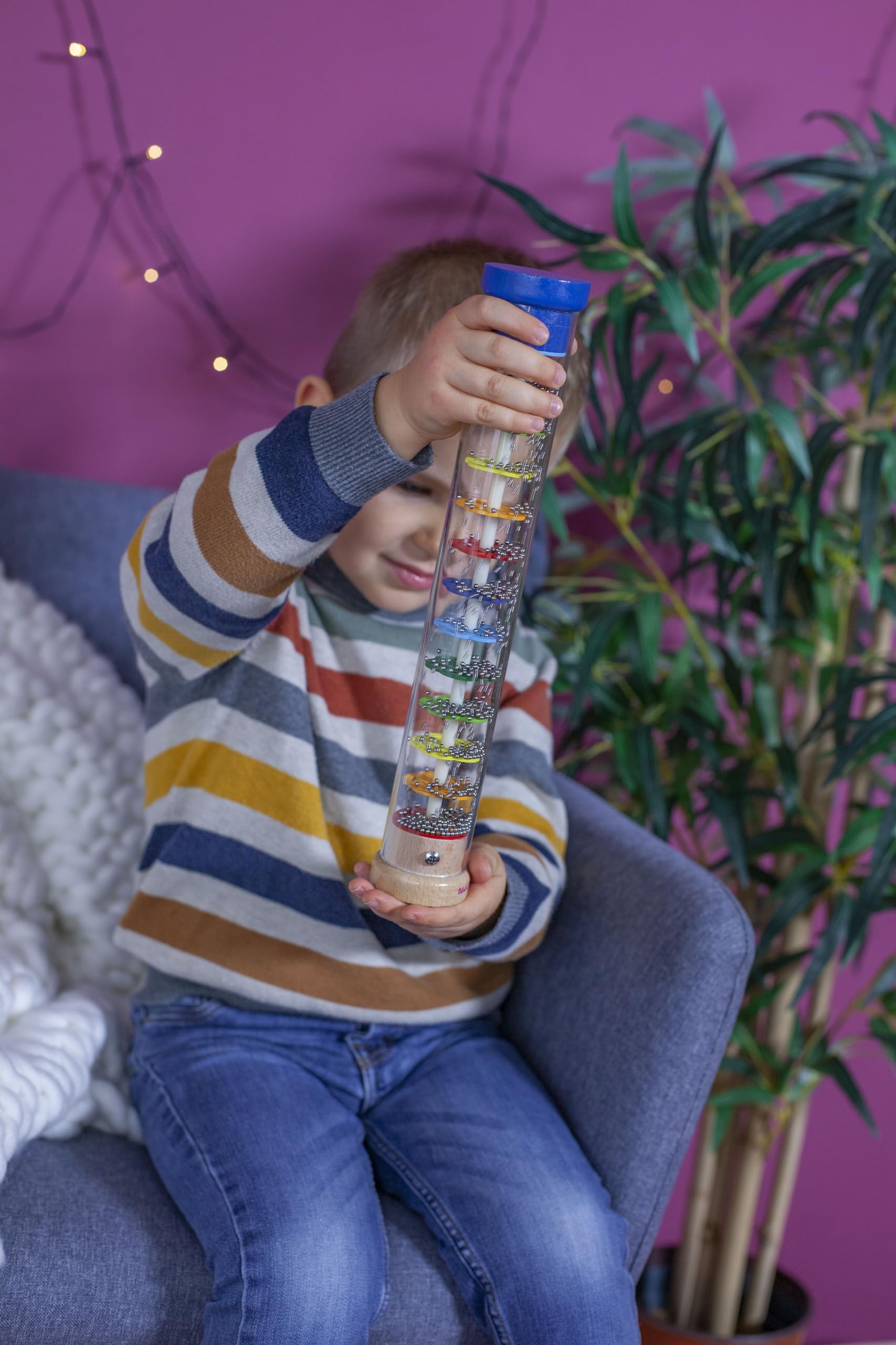 Eichhorn 100003446 Rainmaker Made of Solid Wood, Plastic Tube with Metal Balls, 32 x 5 cm