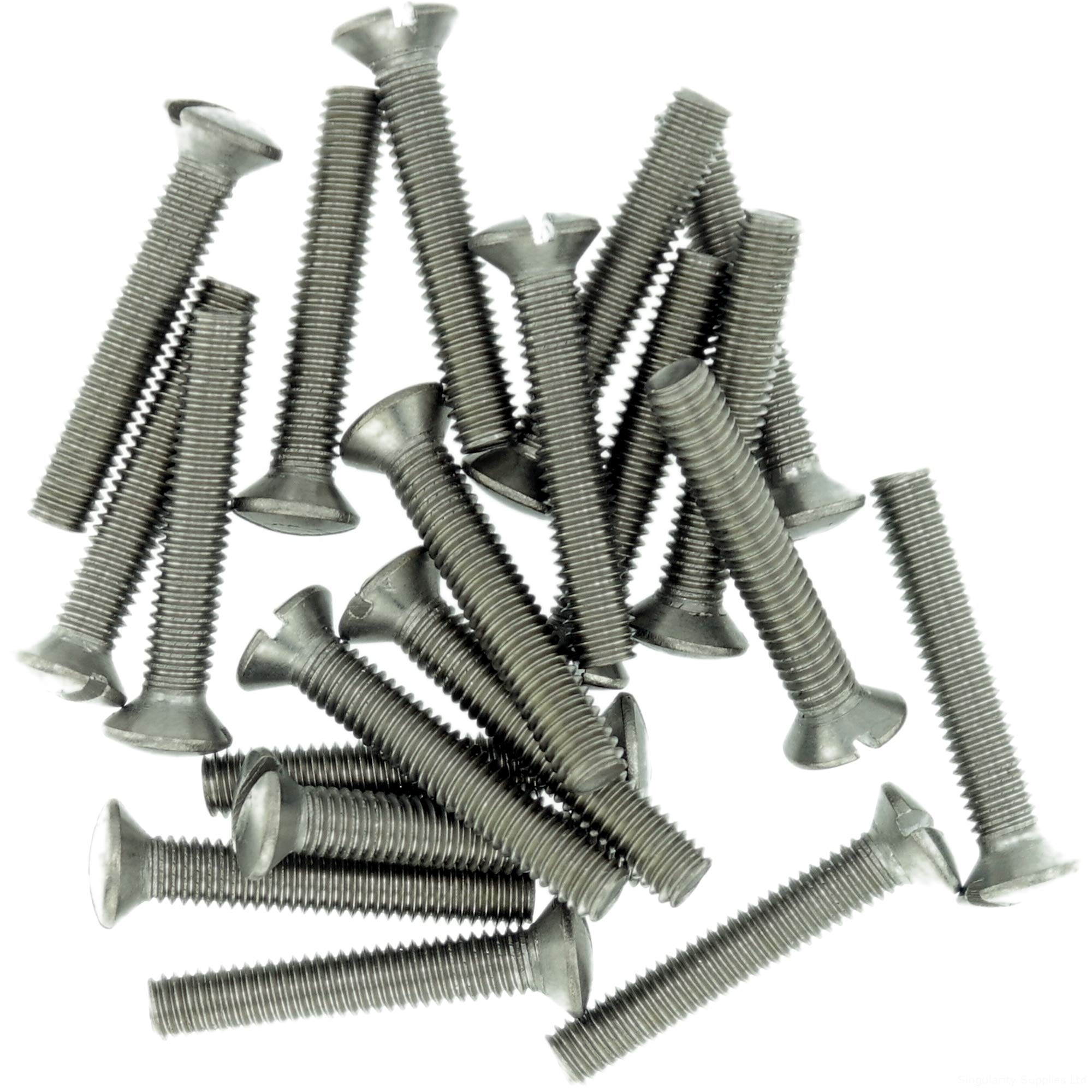 Singularity Supplies M6 (6Mm X 60Mm) Slot Raised Countersunk Machine Screw (Bolt) - Stainless Steel (A2) (Pack Of 20)