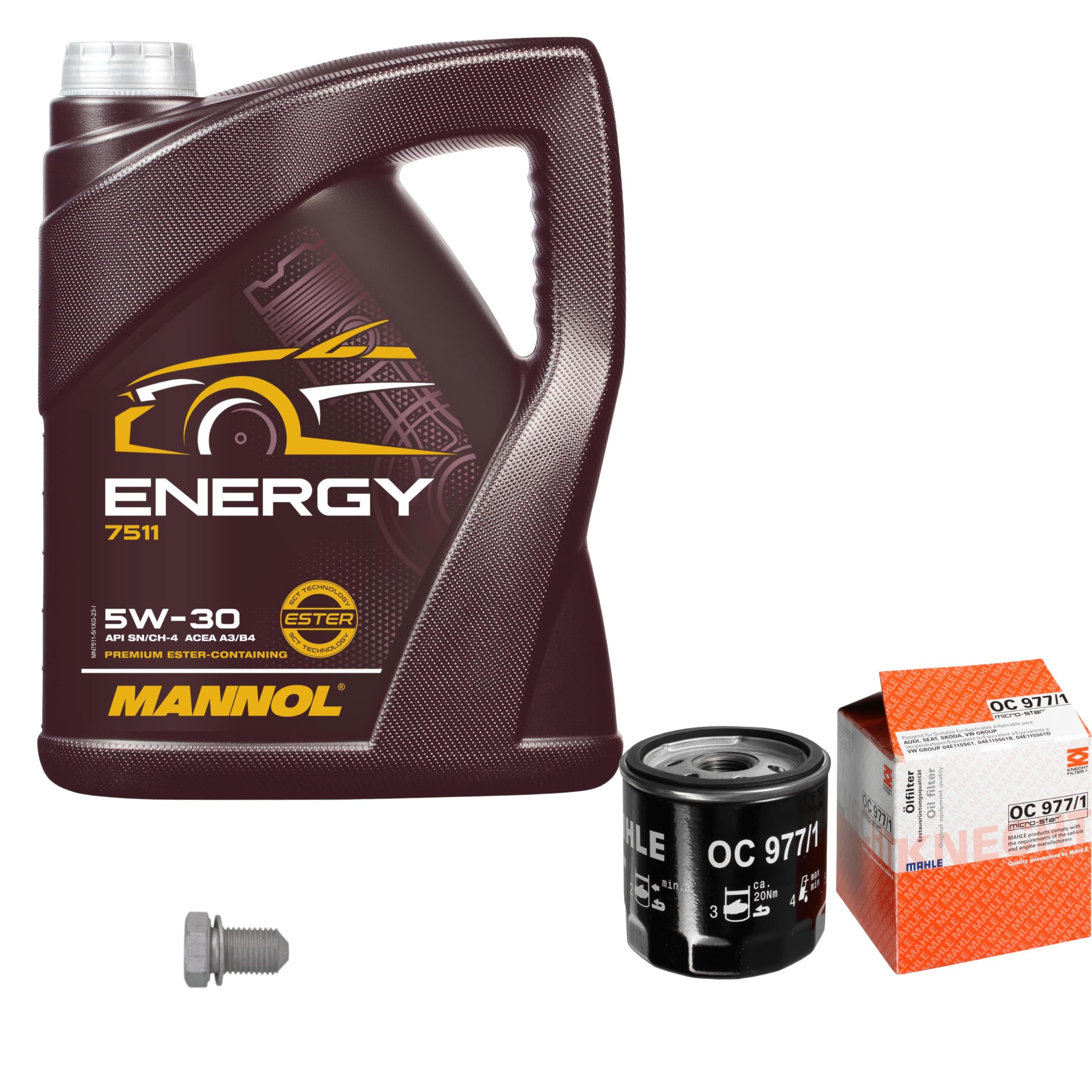 Inspektionspaket Wartungspaket Filterset mit 5 L Motoröl Energy 5W-30, Ölfilter, Verschlussschraube