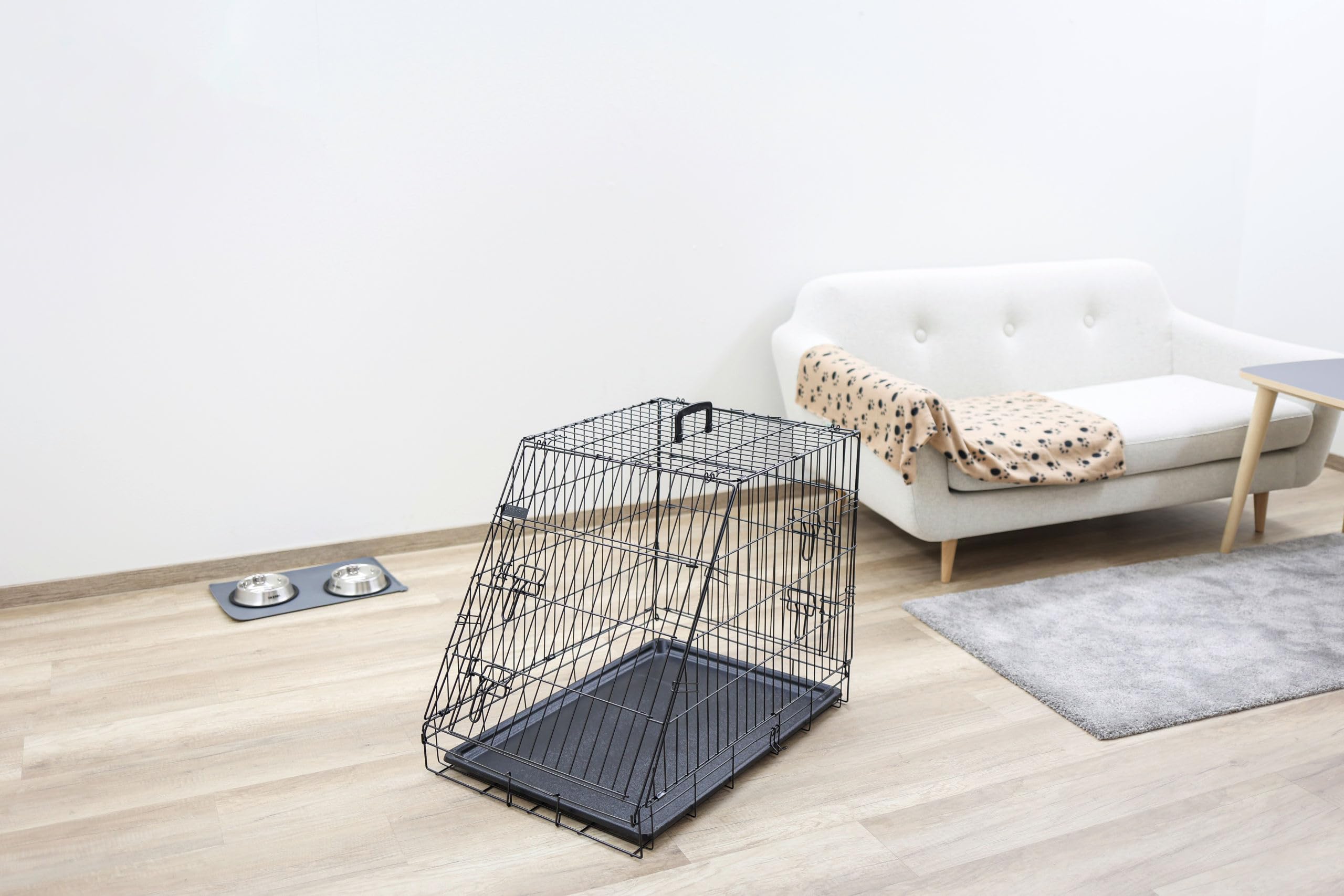 Kerbl Pet Transportín de Malla, transportín para Perros, Negro, 75x52x61 cm, Plegable, de Metal, Perros, con Dos Puertas, para Viajes o para el hogar