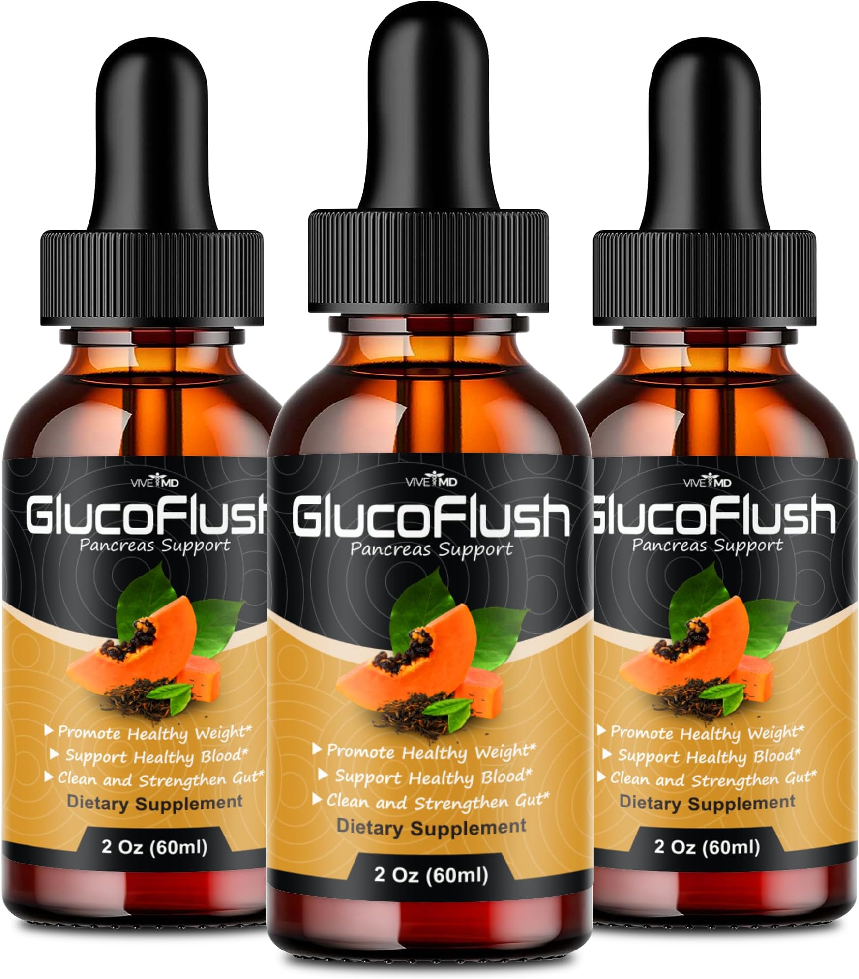 Glucoflush Liquid Drops, Glucoflush Healthy Blood Formula Support Supplement, Gluco Flush Drops Supplement Advanced Formula for Maximum Strength, Glucoflush Support Drops Reviews (3 Pack)