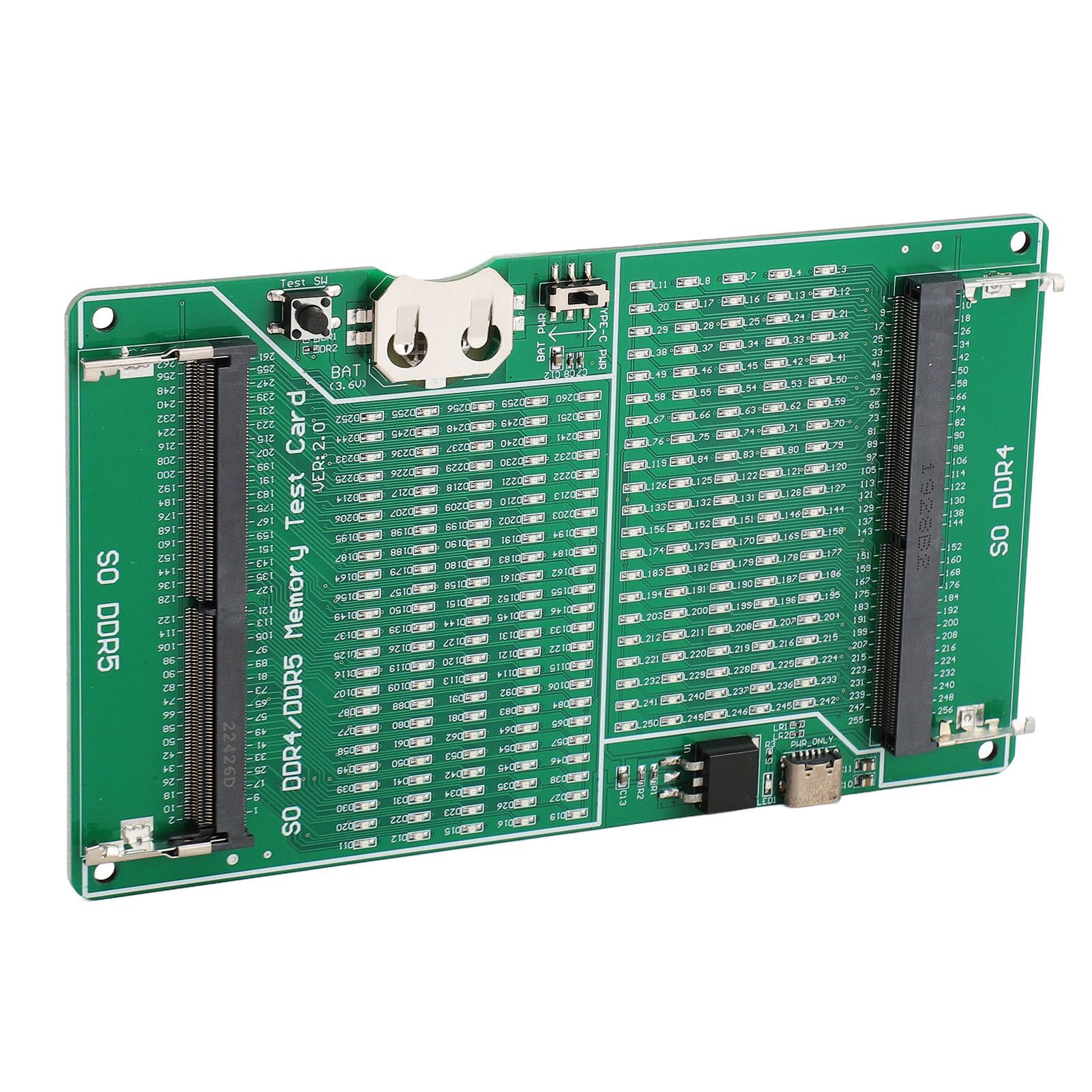 DDR4 DDR5 Tester de Memoria 2 en 1 Tarjeta de Prueba de Ranura de Memoria Multifuncional con Indicador LED para Laptop