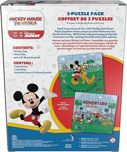 Miniatura 5 de Spin Master Games, Rompecabezas de Disney, Mickey Mouse, paquete de 2, 36 piezas, rompecabezas en tubos de almacenamiento, juguetes de Disney, casa