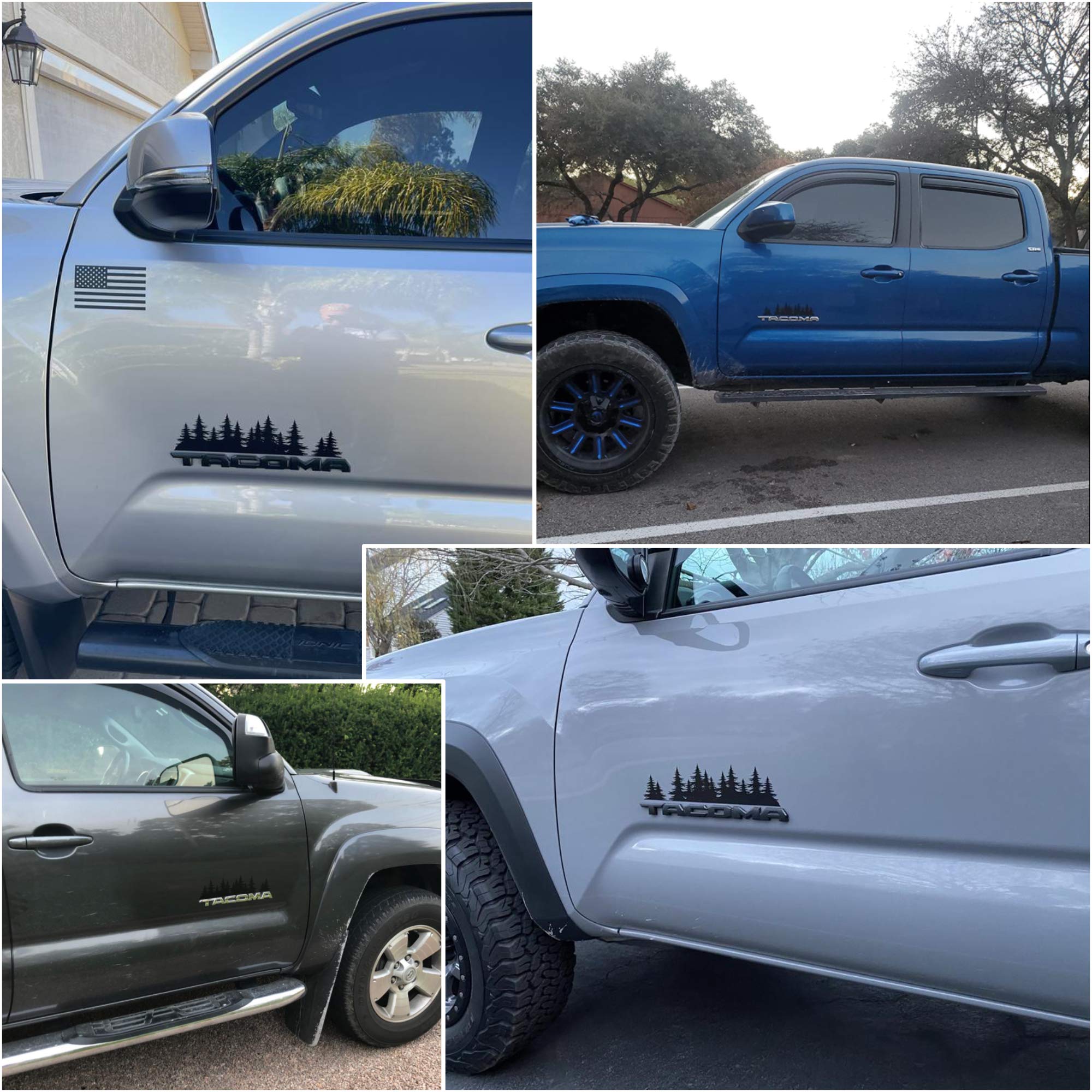 Byzee Pine Trees Decal for Tacoma Doors | Vinyl Tree Forest Sticker Set for Truck Emblems | Vehicle Body Nature Graphics for Overlanding or Camper Van | Badge Overlays Fit 2nd Gen Taco (11.75 inch)