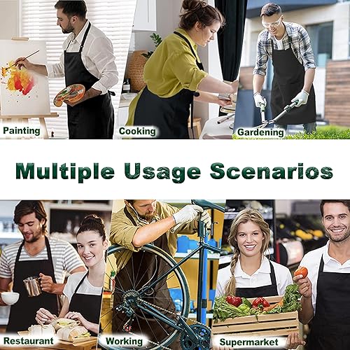 Miniatura 6 de 2 Pack Plus Size Chef Apron, Large Adjustable Aprons with Pockets for Men Women Waiter Waitress, Black White (XXXL)