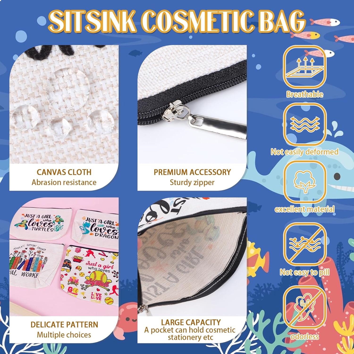 Shark Lover Stuff Gifts - Gifts for Shark Lover Teenagers, Ocean Shark Gifts Travel Pouch Makeup Bags, Birthday Gifts Ideas for Shark Lover Besties Cosmetic Bag Halloween Christmas Party - Image 7