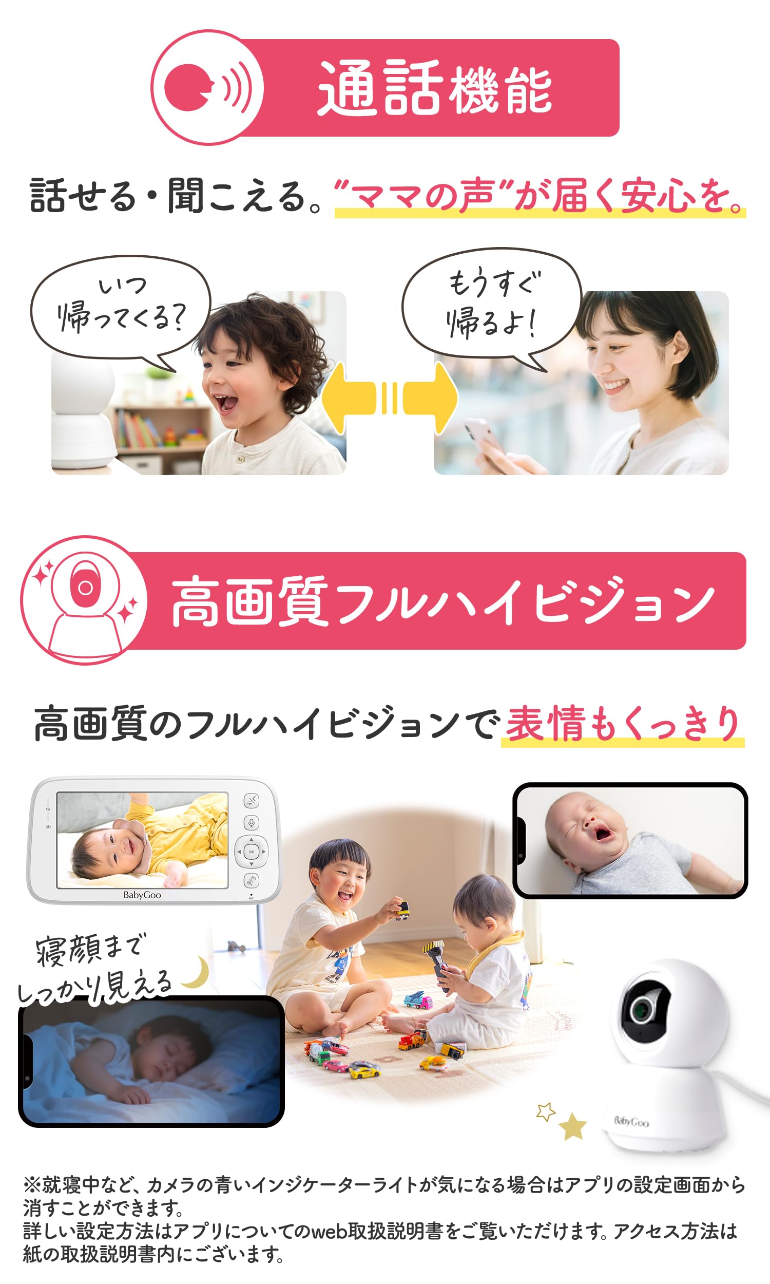 Amazon.co.jp: BabyGoo ベビーモニター 見守りカメラ wifi不要 5インチ