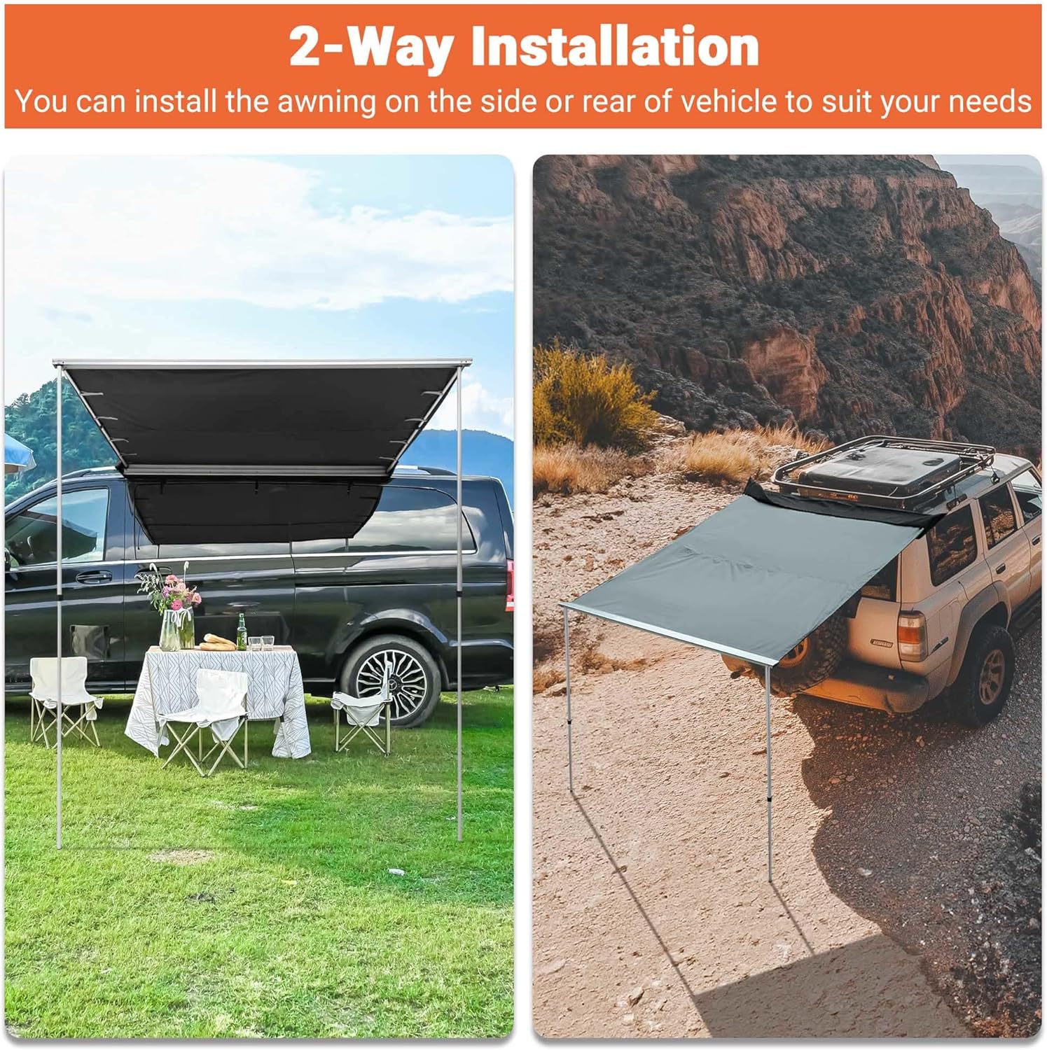 Yescom 8.2x8.2Ft Car Side Awning SUV Truck Vehicle Canopy UV50+ Rooftop Pull Out Tent Shade Shelter for Outdoor Camping Yescom 8.2x8.2Ft Car Side Awning SUV Truck Vehicle Canopy UV50+ Rooftop Pull Out Tent Shade Shelter for Outdoor Camping